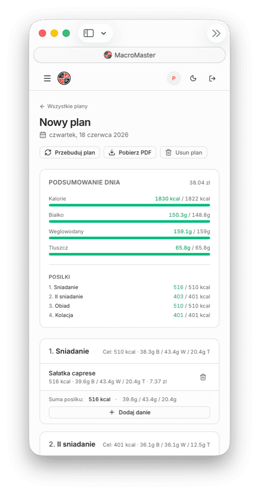 Plan dnia na telefonie — MacroMaster