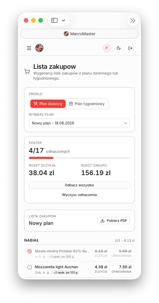 Lista zakupów na telefonie — odhaczaj w sklepie